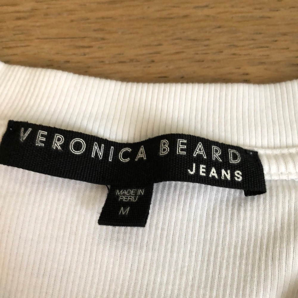 Veronica Beards Jeans white long sleeve, Sz M - Picture 11 of 13
